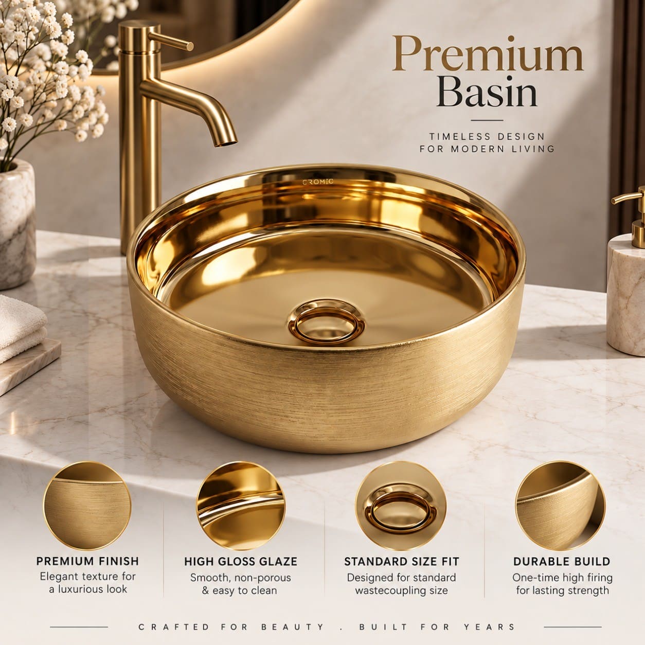 Aurelius Aurum Gold Table Top Wash Basin thumbnail 4
