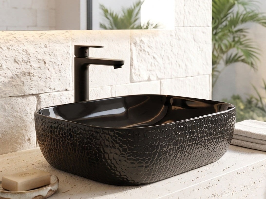 Achernar Black Marble Table Top Wash Basin thumbnail 3