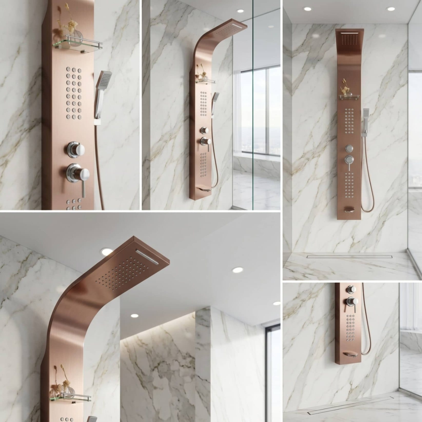 Rosastra Rose Gold Rain Shower Panel thumbnail 4