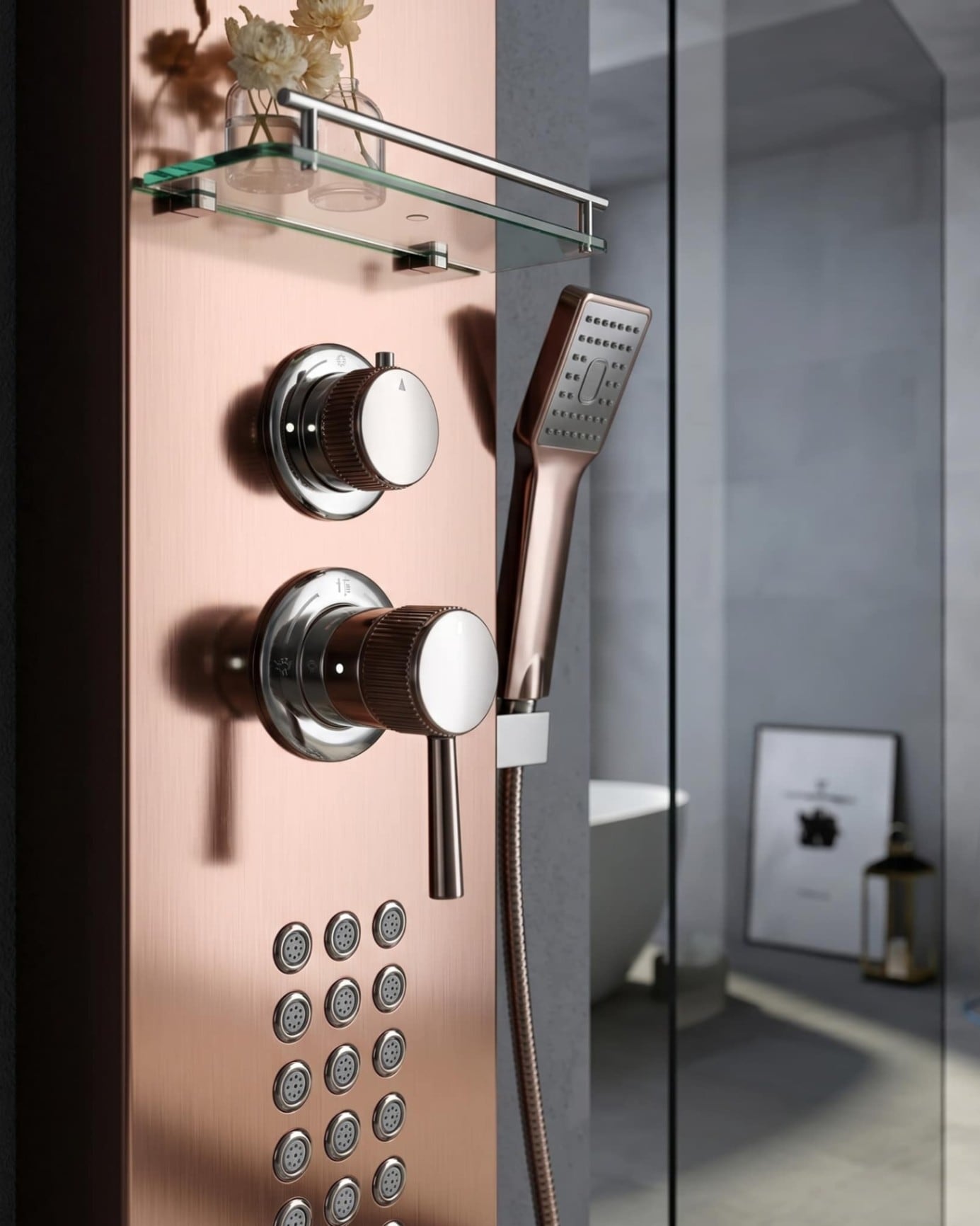 Rosastra Rose Gold Rain Shower Panel thumbnail 3