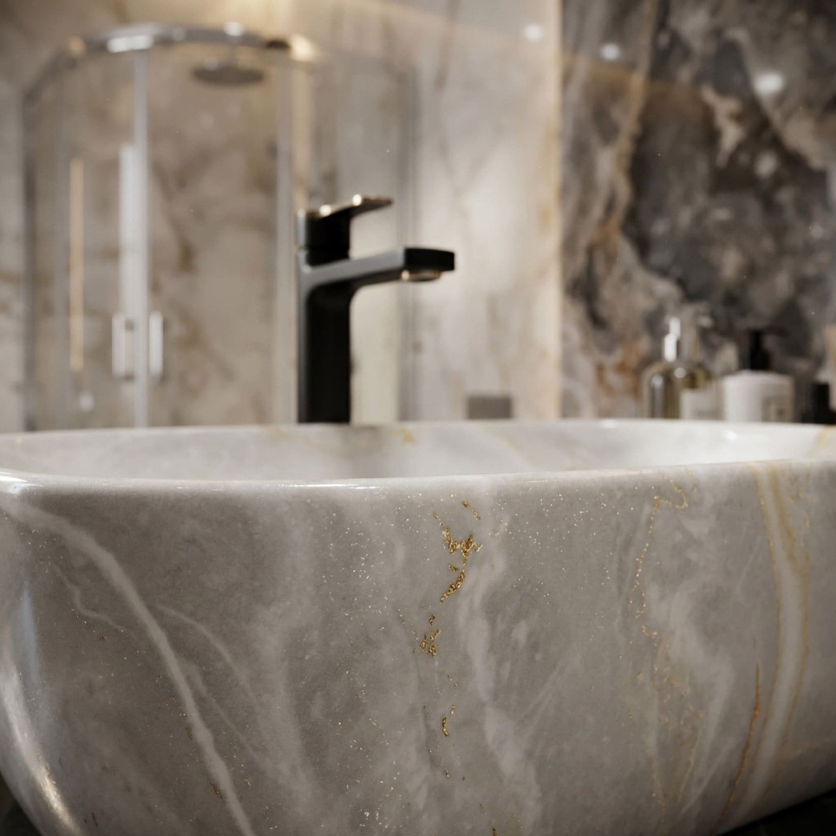 Saiph Pearl Grey Marble Table Top Wash Basin thumbnail 2