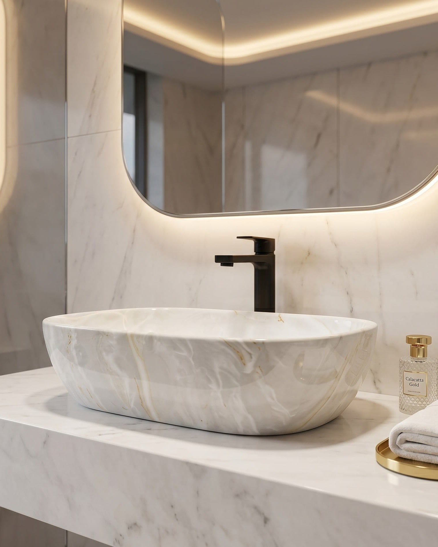 Saiph Pearl Grey Marble Table Top Wash Basin thumbnail 4