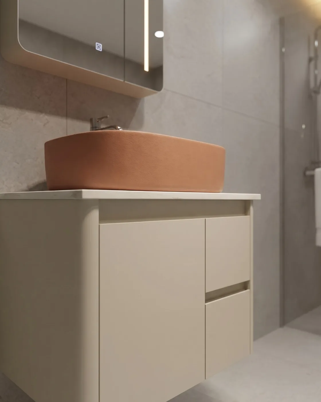 Cremasole Ivory Cream Bathroom Vanity Cabinet thumbnail 4