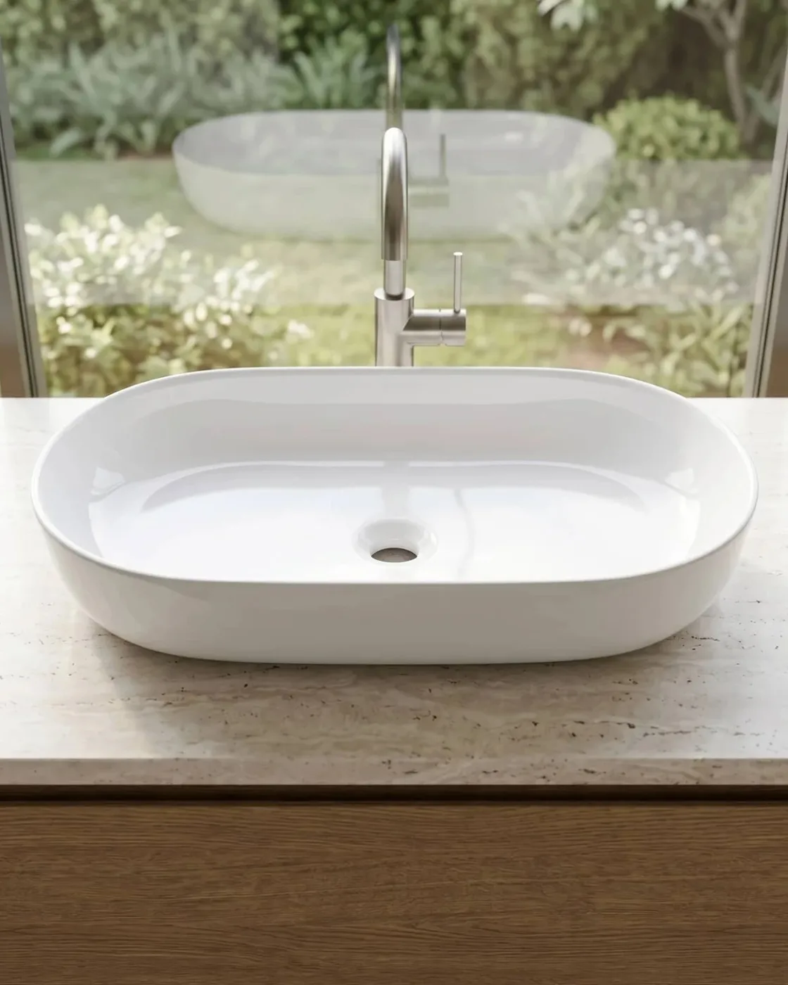 Leto White Table Top Wash Basin thumbnail 1