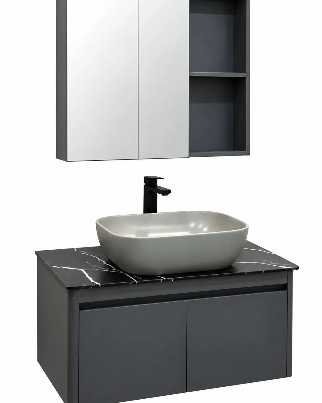 Lunara Grey Bathroom Vanity Cabinet thumbnail 2