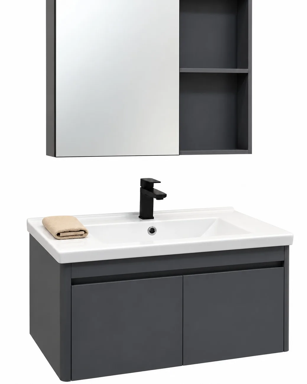 Sereno Grey Bathroom Vanity Cabinet thumbnail 3