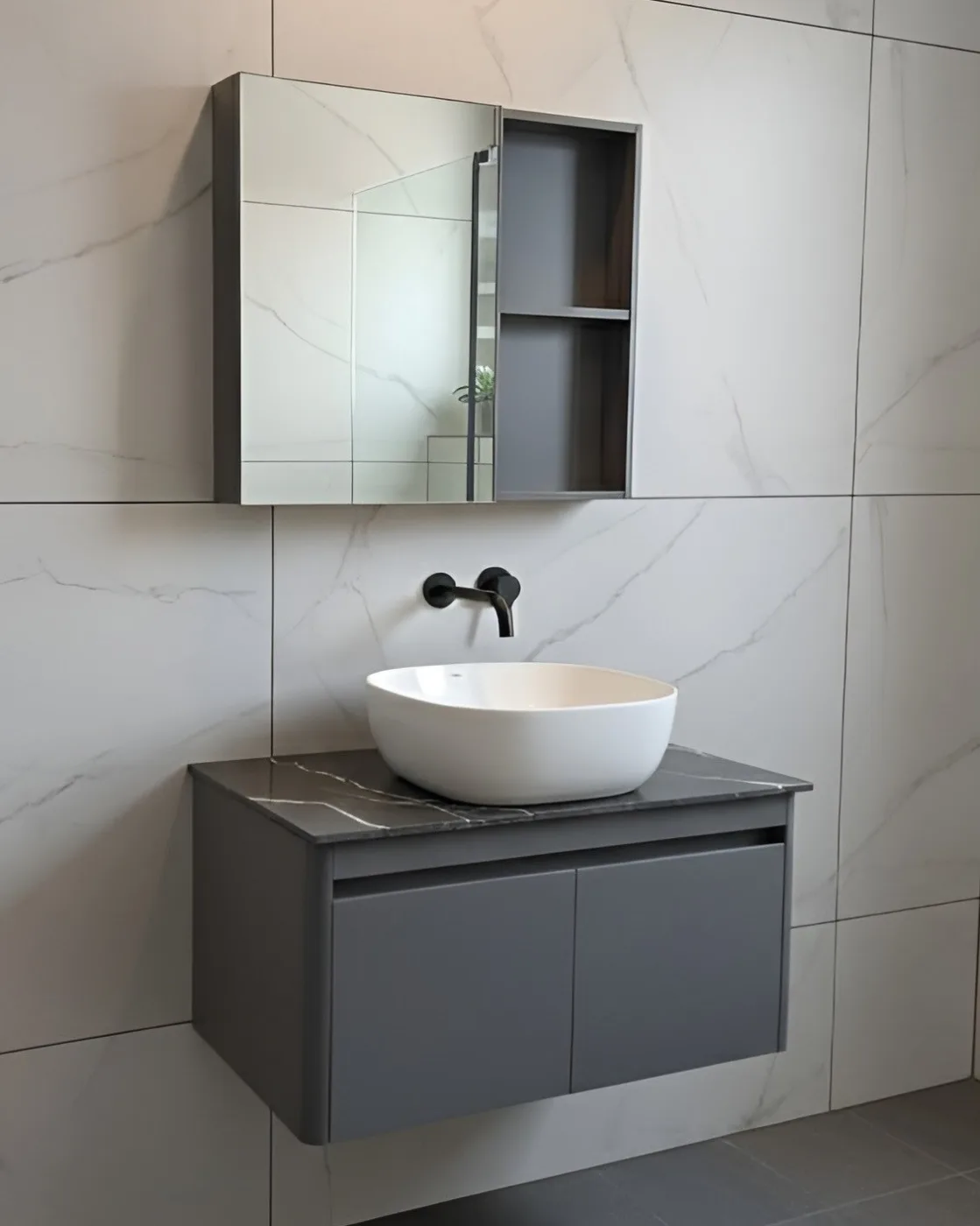 Tempesta Grey Bathroom Vanity Cabinet thumbnail 1