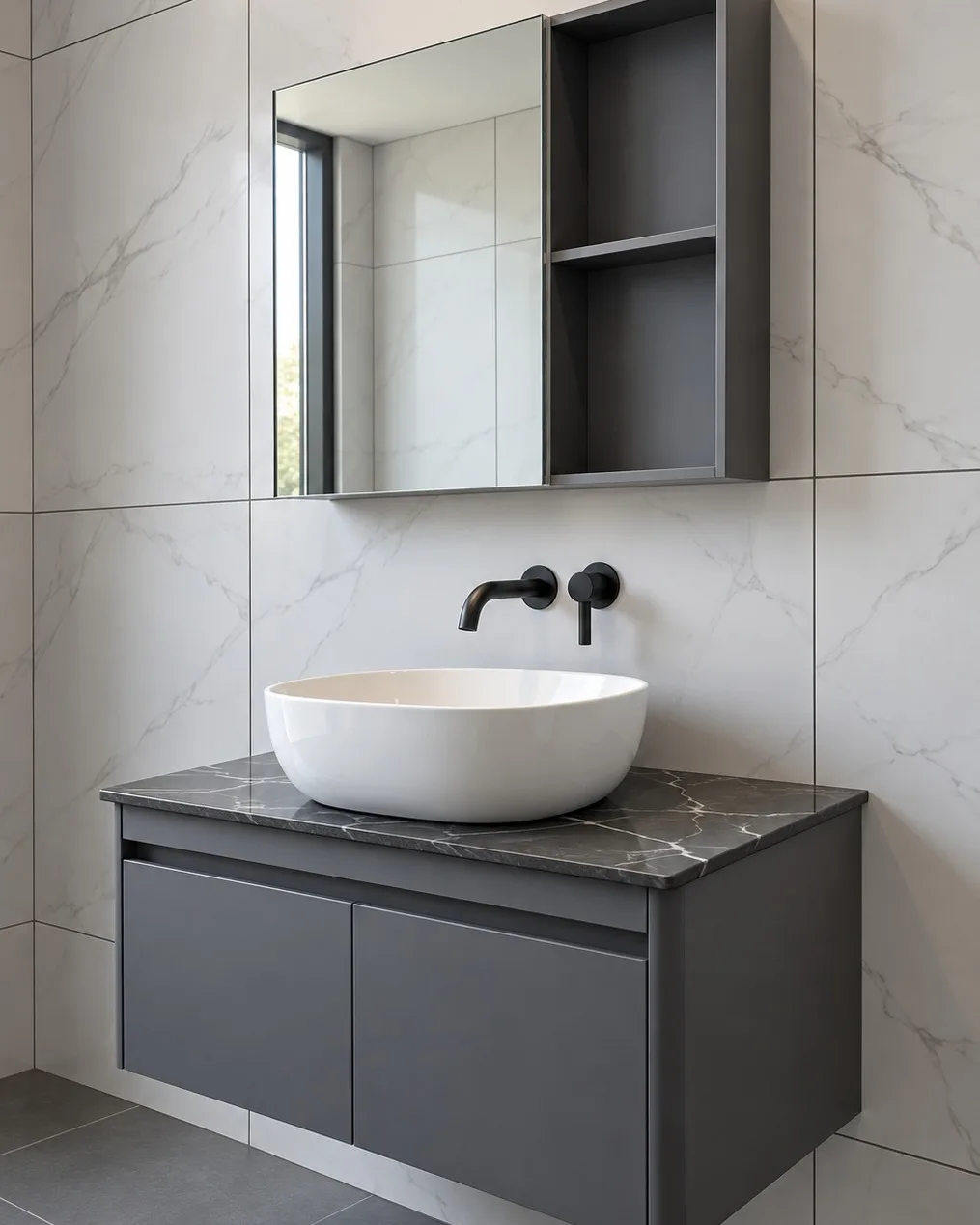 Tempesta Grey Bathroom Vanity Cabinet thumbnail 2